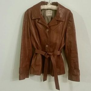 Vintage leather belted jacket